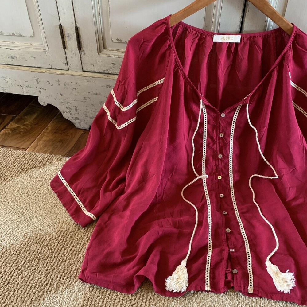 Last Two! Flash Sale! Button Up Tassel Tunic Top - Picture 3 of 6